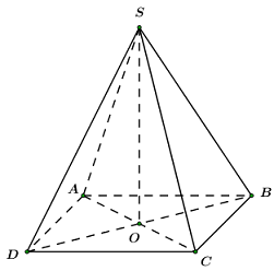 Cho hình chóp tứ giác đều S.ABCD, gọi O là giao điểm của AC và BD