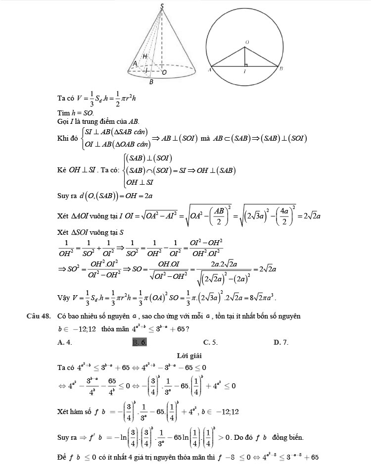 Giải chi tiết đề minh họa toán 2022 trang 12
