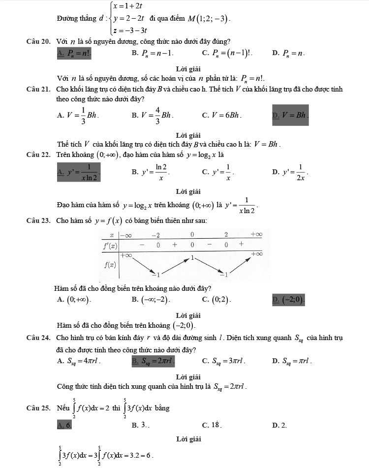 Giải chi tiết đề minh họa toán 2022 trang 4