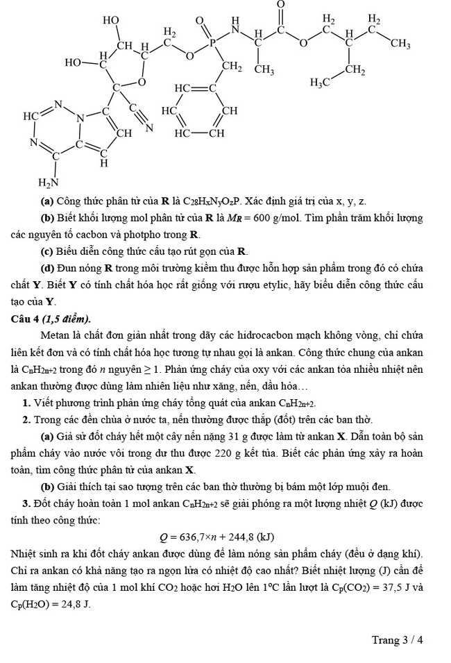 Đề Hóa chuyên vào 10 Lê Hồng Phong Nam Định 2021 trang 3