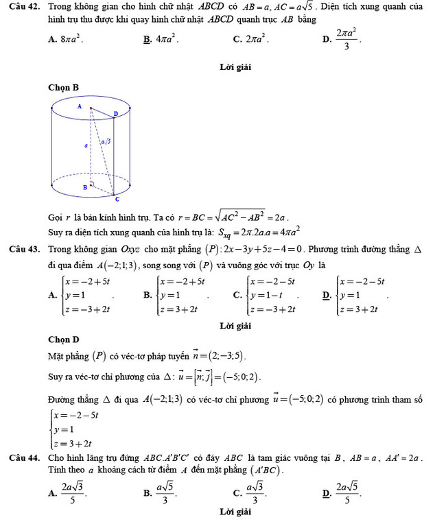Đáp án đề thi thử THPT Quốc gia 2022 môn Toán đề số 3 trang 10