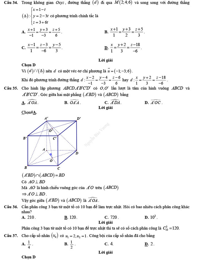 Đáp án đề thi thử THPT Quốc gia 2022 môn Toán đề số 3 trang 7