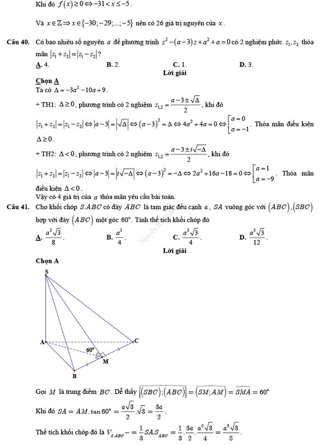 Đáp án đề thi thử THPT Quốc gia 2022 môn Toán đề số 3 trang 9