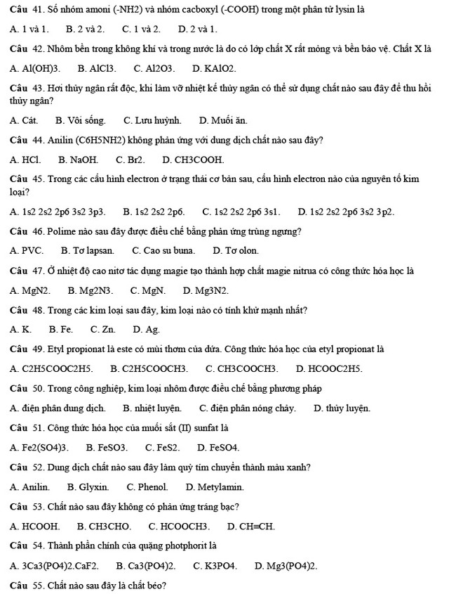 Đề thi thử hóa 2022 chuyên Lê Hồng Phong lần 1 ảnh 1