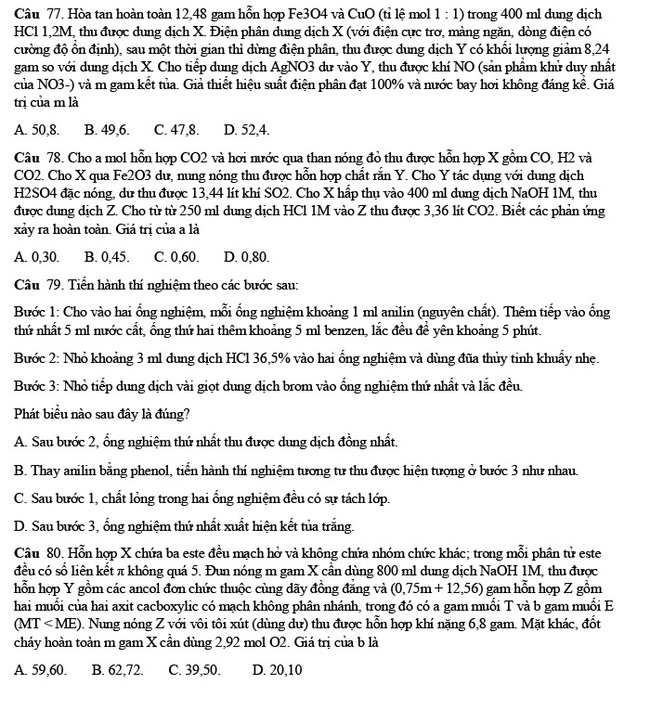 Đề thi thử hóa 2022 chuyên Lê Hồng Phong lần 1 ảnh 5