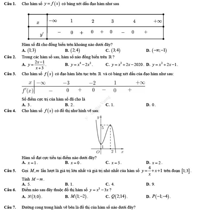 Đề thi thử THPT Quốc gia 2022 môn Toán đề số 3 trang 1
