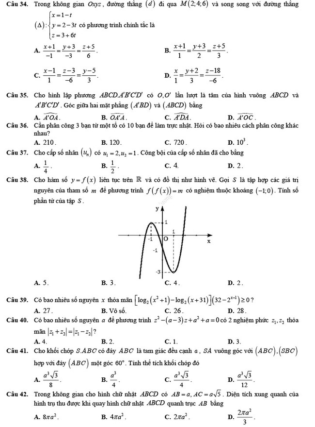 Đề thi thử THPT Quốc gia 2022 môn Toán đề số 3 trang 4