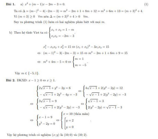 Đáp án đề thi Toán chung vào 10 Chuyên KHXH và nhân văn HN 2021 ảnh 1