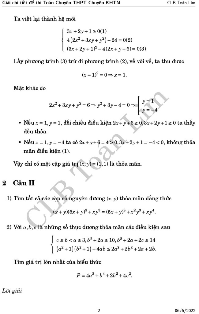 Đáp án đề thi vòng 2 chuyên Toán KHTN năm 2022 ảnh 2