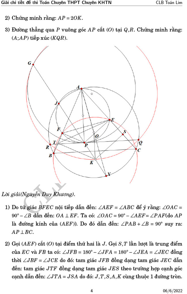 Đáp án đề thi vòng 2 chuyên Toán KHTN năm 2022 ảnh 4