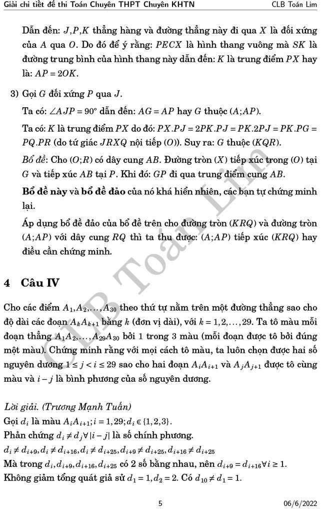Đáp án đề thi vòng 2 chuyên Toán KHTN năm 2022 ảnh 5