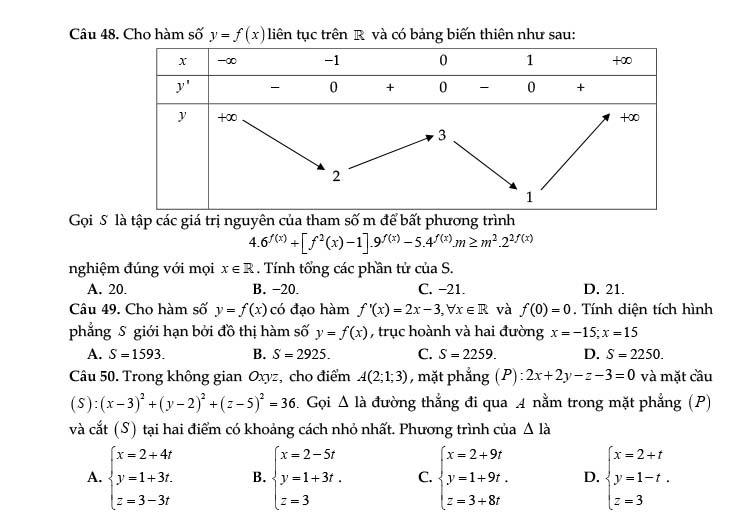 Đề thi thử THPT Quốc gia 2022 môn Toán Lương Thế Vinh lần 4 trang 6