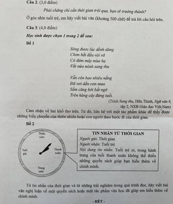 Đề thi tuyển sinh lớp 10 môn văn HCM năm học 2022 ảnh 2