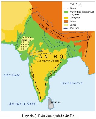 Soạn Lịch Sử 7 Bài 8 Cánh Diều: Khái quát lịch sử Ấn Độ thời phong kiến lược đồ 8