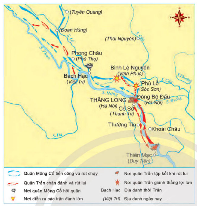 Hinh 17.2 Lược đồ kháng chiến chống quân xâm lược Mông cổ năm 1258