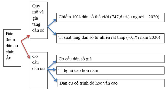 Sơ đồ hệ thống hóa các đặc điểm dân cư châu Âu