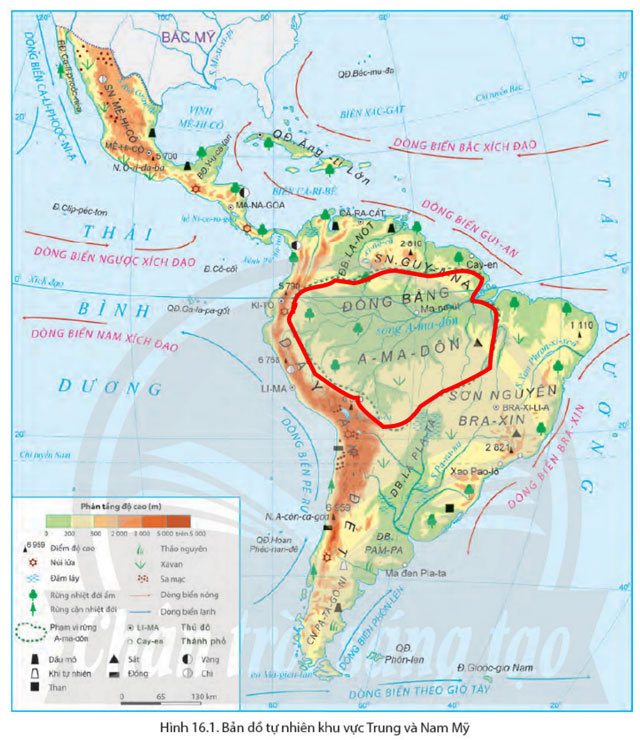 Vị trí của rừng nhiệt đới A-ma-dôn trên bản đồ