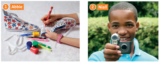 Look at the photos of Abbie and Niall. What are their hobbies?