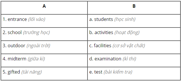 Match the words in columns A and B to form phrases