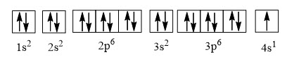 potassium có số orbital chứa electron là