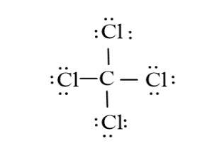 Viết công thức Lewis của phân tử CCl4
