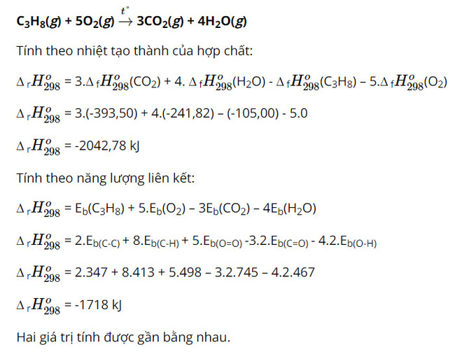 Tính biến thiên enthalpy chuẩn của phản ứng dựa vào nhiệt tạo thành của hợp chất