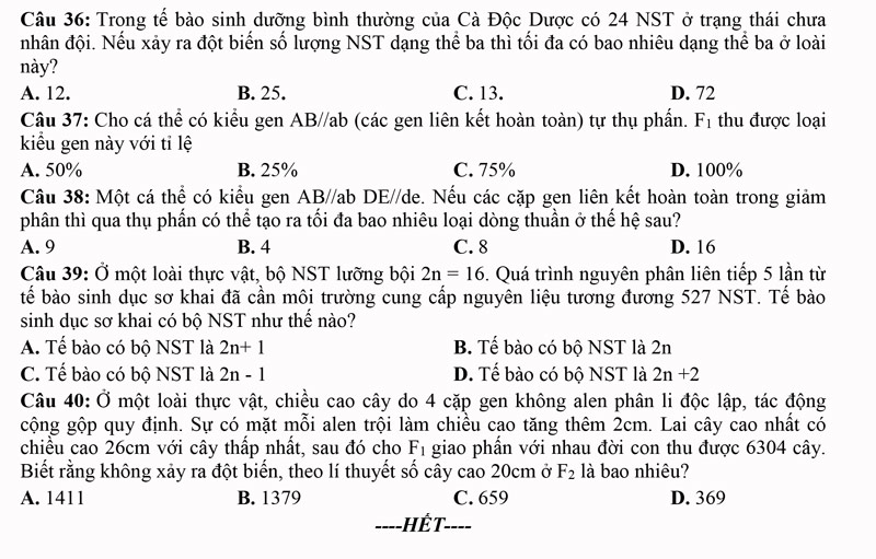 Đề thi thử THPT quốc gia 2023 môn sinh lần 1 trường THPT Hàm Long trang 5