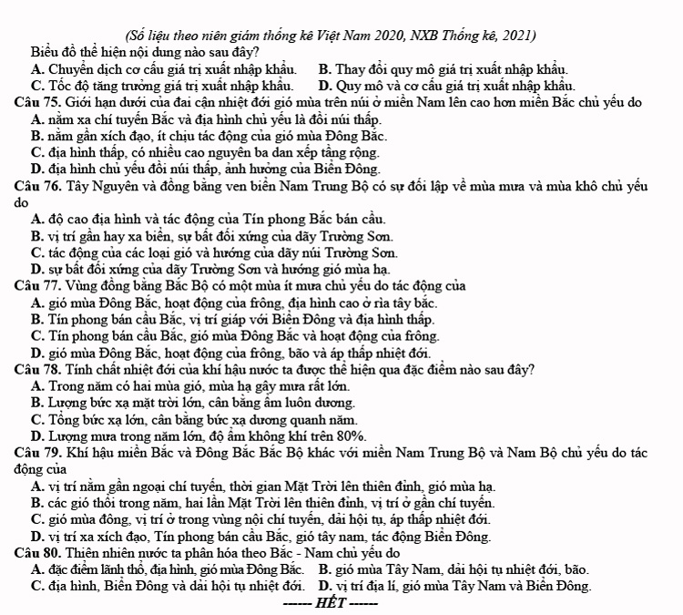 Đề thi thử Địa lí THPT Quốc gia 2023 sở GD&ĐT Bắc Ninh (ảnh 4)