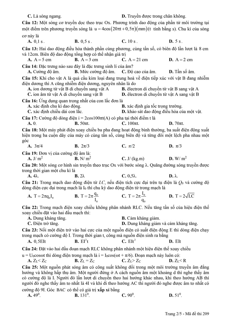 Đề thi thử vật lý 2023 lần 3 trường THPT Lê Xoay trang 5