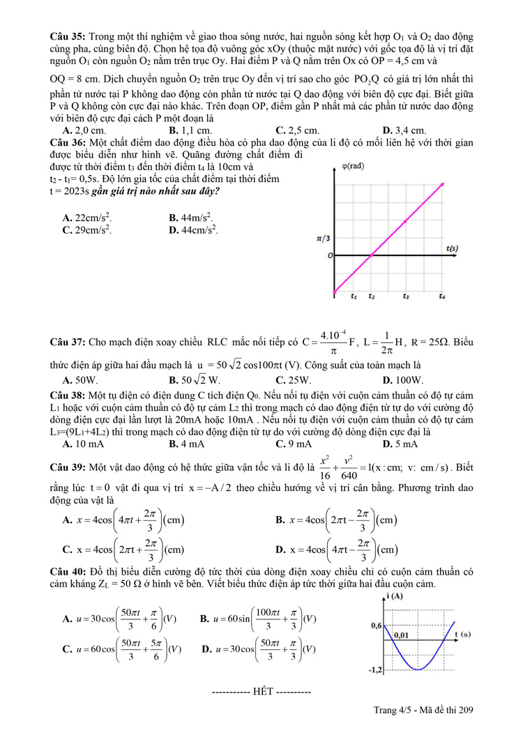 Đề thi thử vật lý 2023 lần 3 trường THPT Lê Xoay trang 4