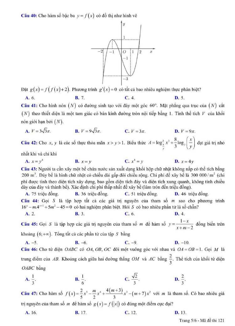 Đề thi KSCL môn toán lớp12 chuyên Hùng Vương 2023 lần 1 trang 5