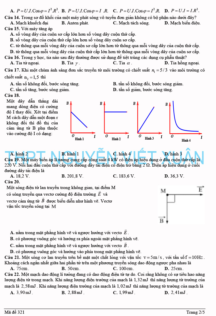 Đề thi thử vật lý 2023 lần 3 trường THPT Nguyễn Viết Xuân trang 2
