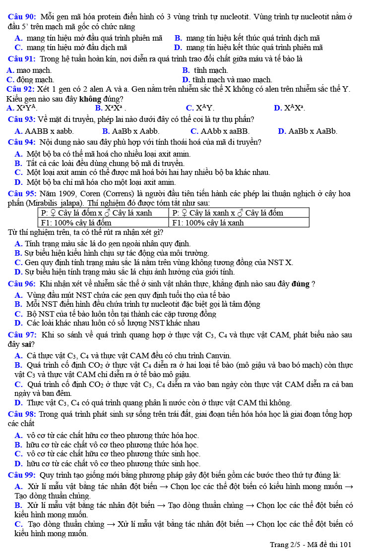 Đề thi thử Sinh học THPT Quốc gia 2023 sở GD&ĐT Hải Phòng (ảnh 2)