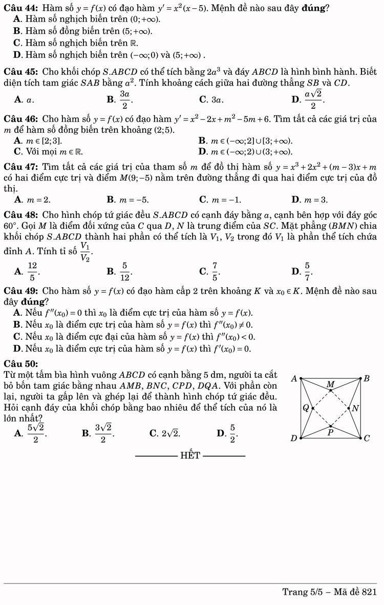 Đề thi thử toán thpt quốc gia 2023 Yên Thế lần 1 trang 5