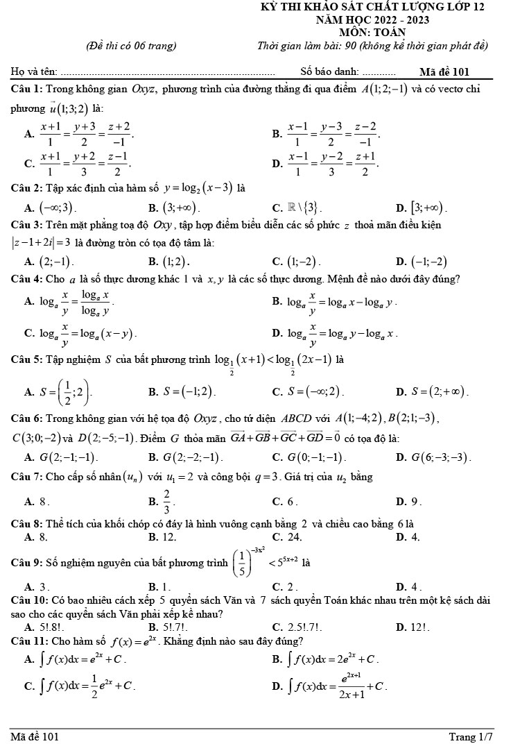 đề thi thử Toán 2023 Sở Hải Phòng lần 2 trang 1