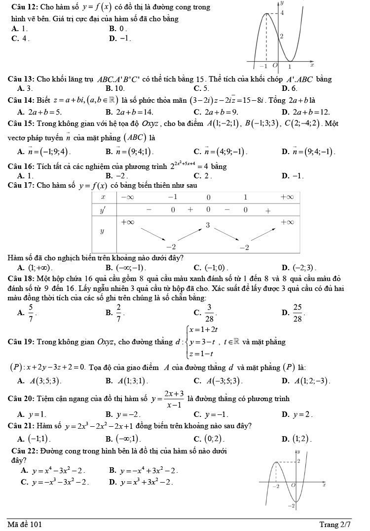 đề thi thử Toán 2023 Sở Hải Phòng lần 2 trang 2