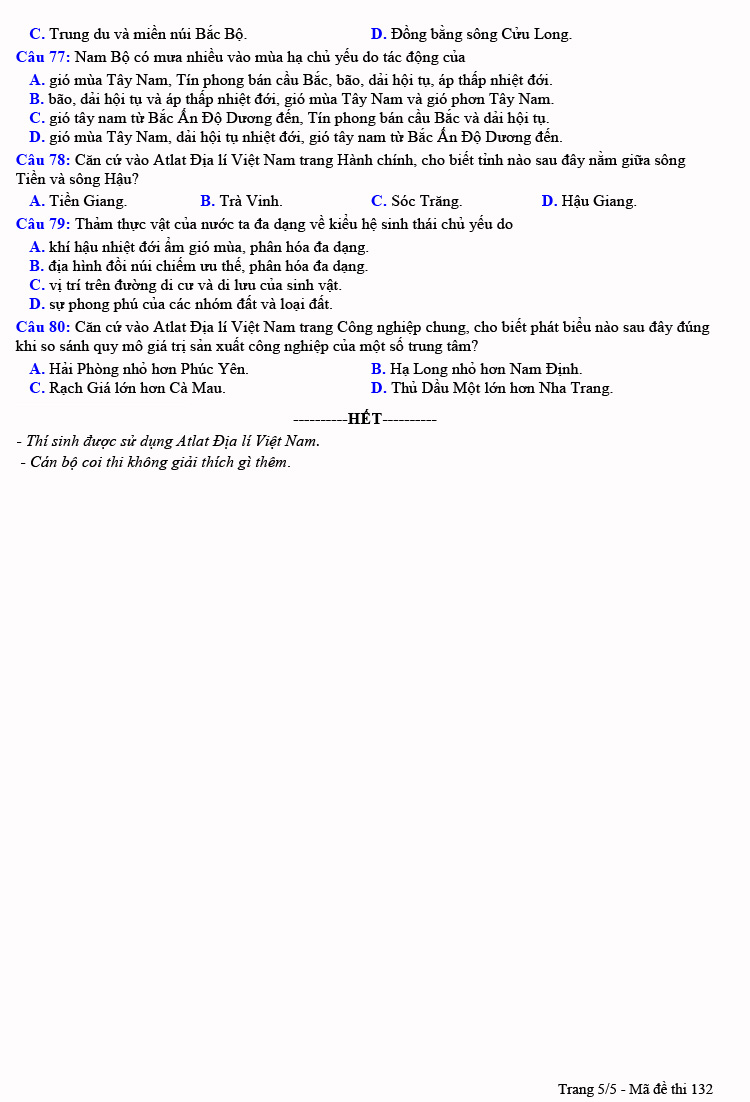 Đề thi thử thpt quốc gia 2023 môn địa trường Lê Xoay lần 4 trang 5