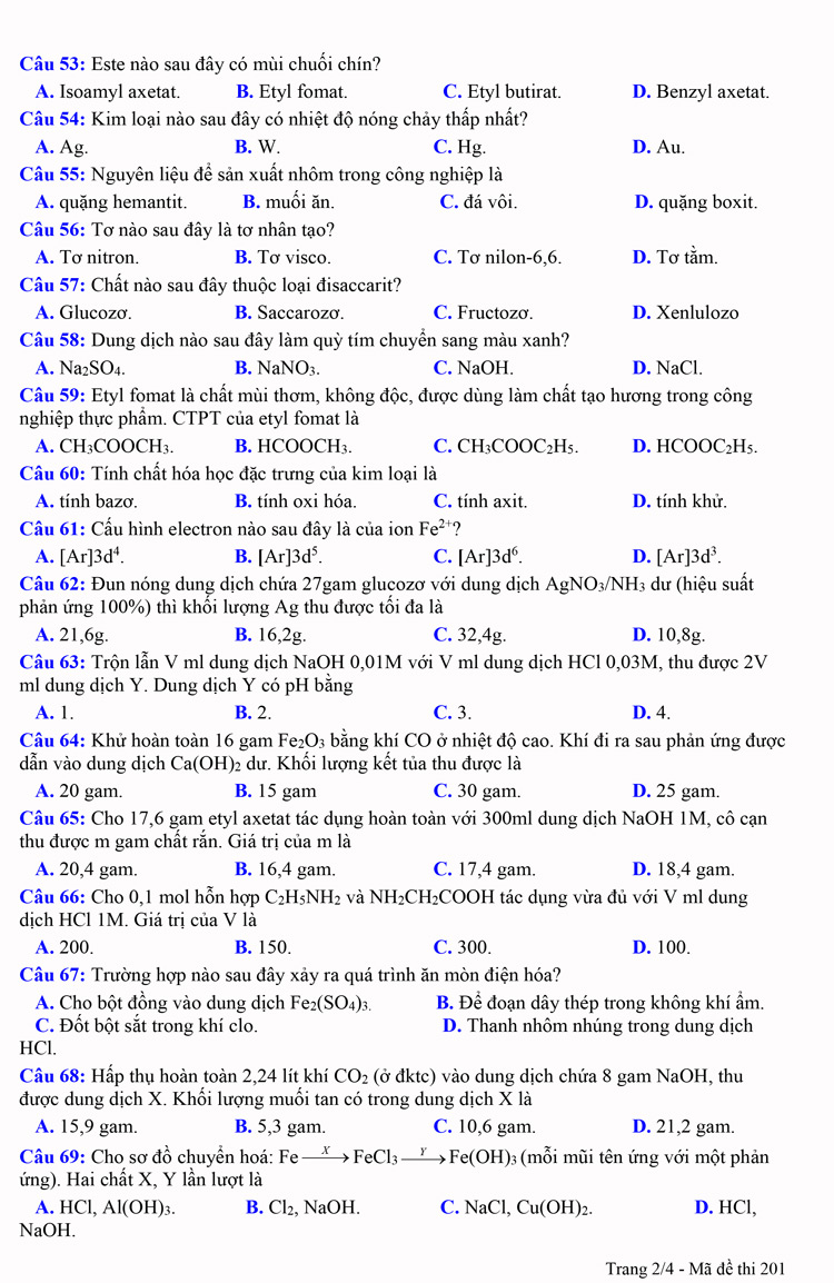 Đề thi thử môn hóa 2023 THPT Yên Lạc 2 lần 3 trang 2