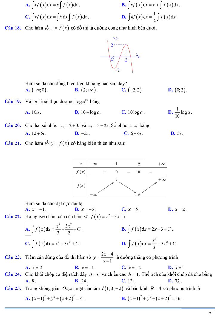 Đề thi thử môn toán 2023 trường Hermann Gmeiner–TP.HCM trang 3