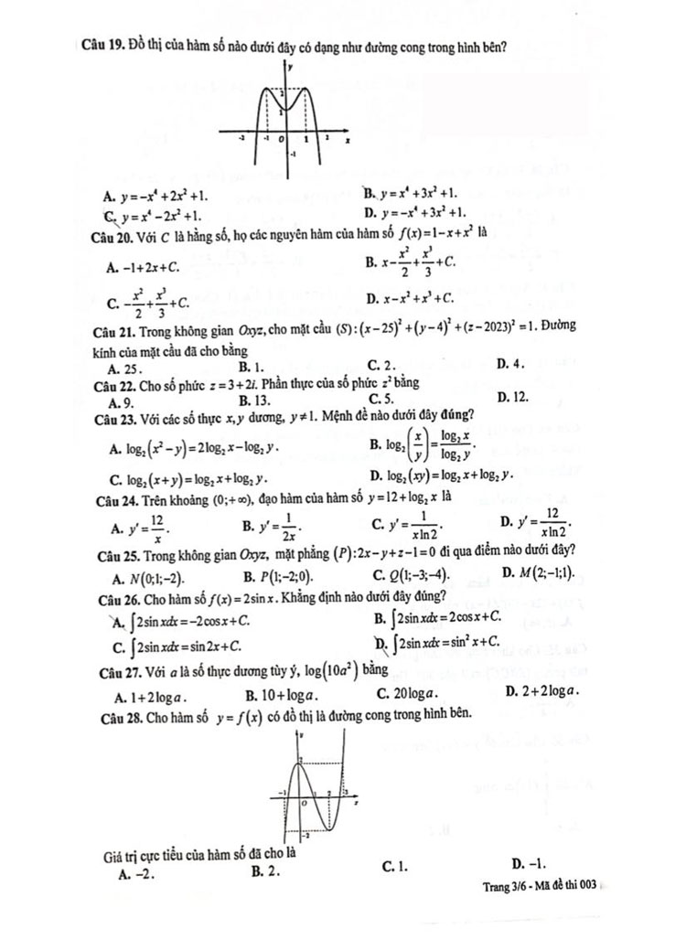 Đề thi thử Toán thpt Quốc gia 2023 Sở GD Cao Bằng trang 3