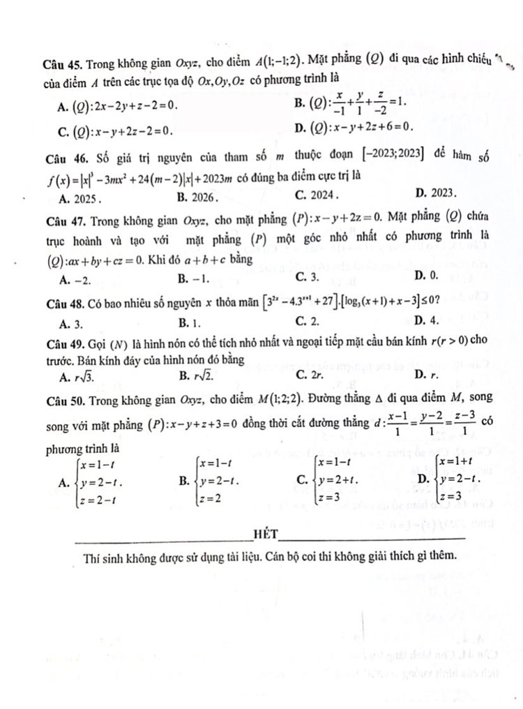 Đề thi thử Toán thpt Quốc gia 2023 Sở GD Cao Bằng trang 6