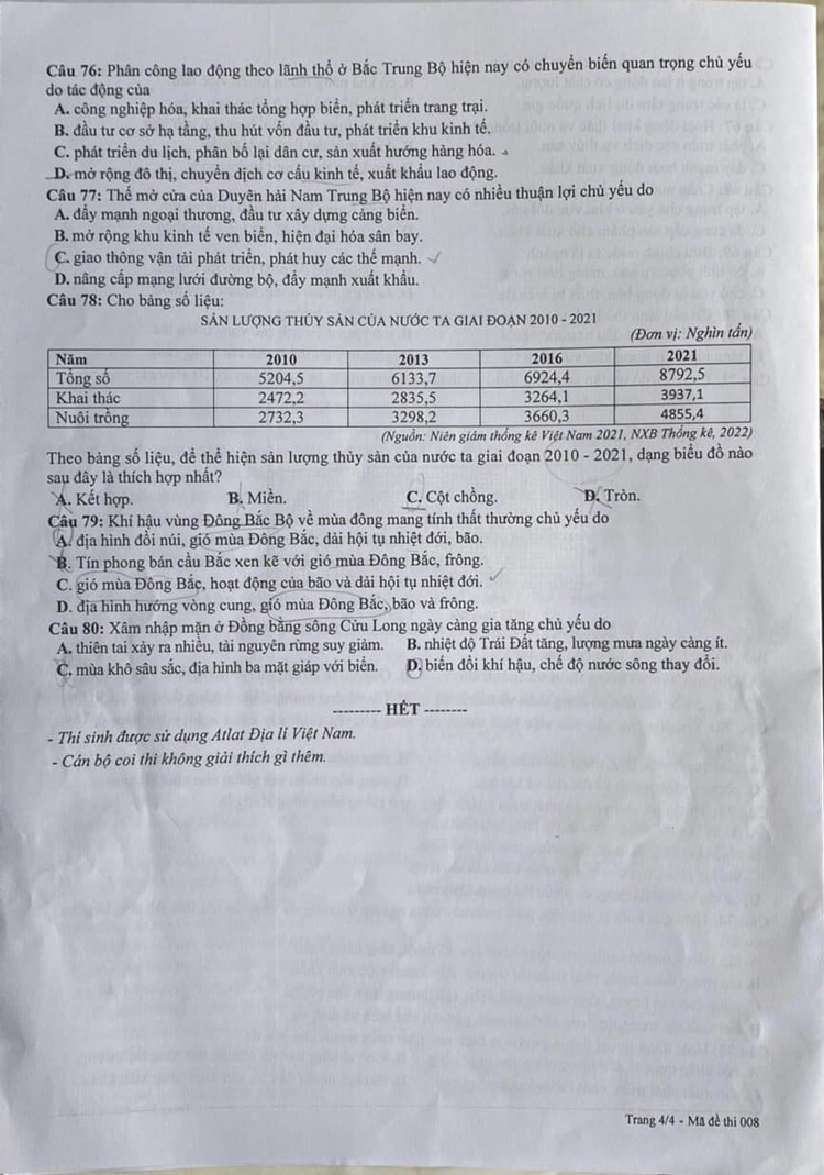 Đề thi thử môn địa 2023 Sở GD Hà Tĩnh lần 1 đề 008 trang 4