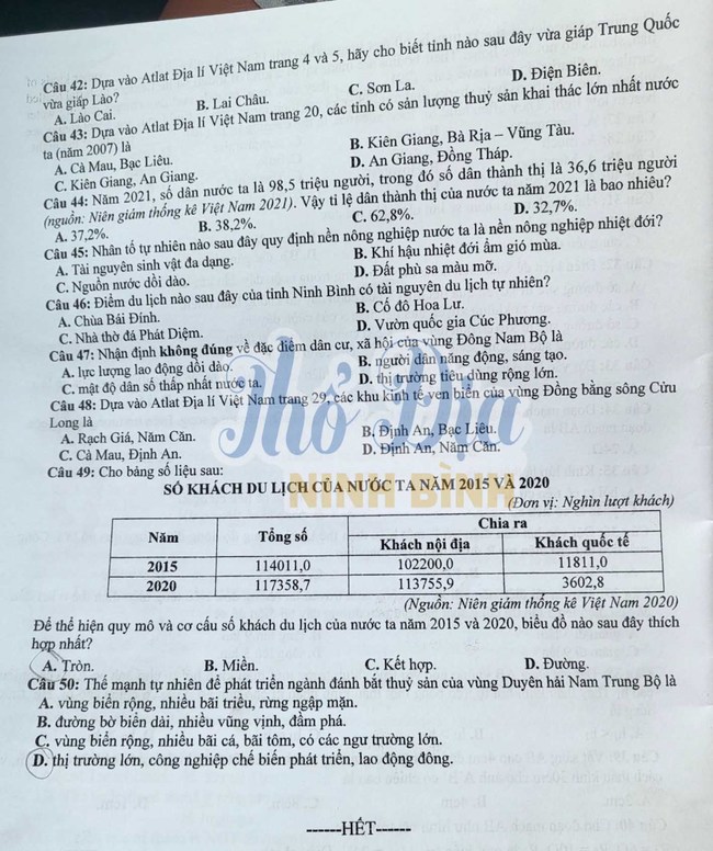 đề thi tổ hợp vào lớp 10 tỉnh Ninh Bình 2023 mã 258 trang 4