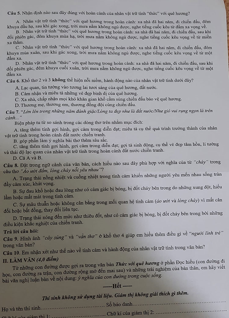 Đáp án đề thi tuyển sinh lớp 10 môn văn Phú Yên 2023 trang 2