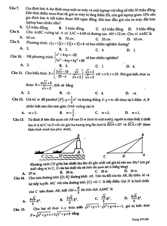 đề thi Toán chung vào 10 Chuyên KHXH và nhân văn HN 2023 ảnh 2