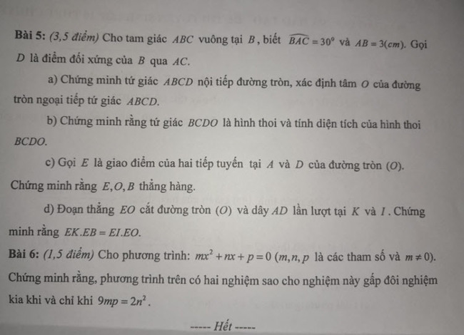 Đề thi tuyển sinh lớp 10 môn Toán Cà Mau 2023 trang 2