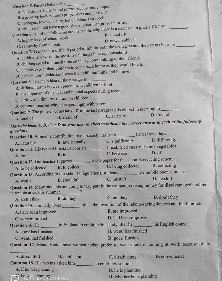 Đáp án đề thi tuyển sinh lớp 10 môn Anh Đắk Lắk 2023 trang 2