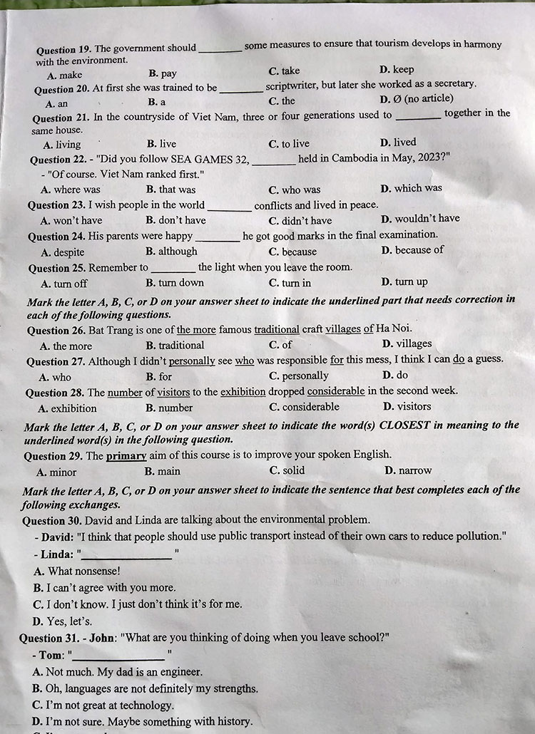 Đáp án đề thi tuyển sinh lớp 10 môn Anh Đắk Lắk 2023 trang 3