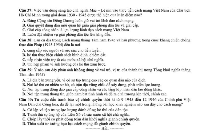 Đề thi thử môn sử 2023 THPT Triệu Sơn 4 lần 4 trang 4