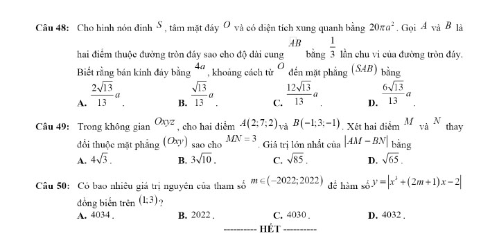 Đề thi thử toán THPT Quốc gia 2023 mẫu số 2 trang 7